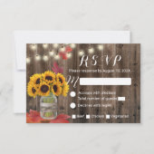 Rustic Autumn Sunflower Jar Fall Wedding RSVP (Voorkant)