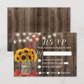 Rustic Autumn Sunflower Jar Fall Wedding RSVP (Voorkant / Achterkant)