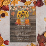 Rustic Autumn Sunflower Jar Pumpkins Fall Wedding Kaart<br><div class="desc">Rustic Autumn Sunflower Jar & Pumpkins String Lights Barn Wedding Invitations.</div>