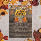 Rustic Autumn Sunflower Jar Pumpkins Fall Wedding Kaart