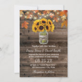 Rustic Autumn Sunflower Jar String Lights Wedding Kaart (Voorkant)