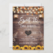 Rustic Autumn Sunflower  Lantern Sweet 16 Kaart (Voorkant)