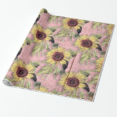 Rustic Autumn Sunflower Pattern Cadeaupapier (Uitgerold)