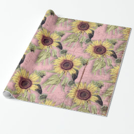 Rustic Autumn Sunflower Pattern Cadeaupapier
