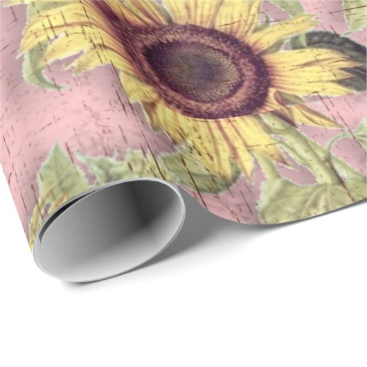 Rustic Autumn Sunflower Pattern Cadeaupapier (Rol Hoek)