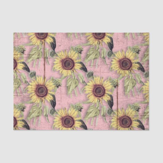 Rustic Autumn Sunflower Pattern Tissuepapier (Voorkant)