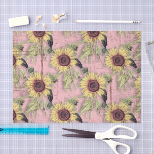 Rustic Autumn Sunflower Pattern Tissuepapier (Craft)