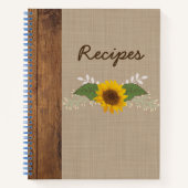 Rustic Autumn Sunflower Recipe notebook Notitieboek (Voorkant)