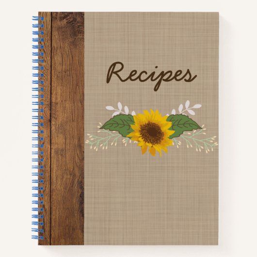 Rustic Autumn Sunflower Recipe notebook Notitieboek (Voorkant)
