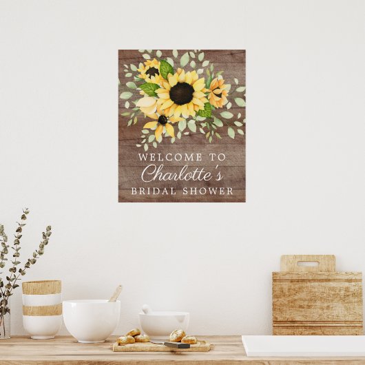 Rustic Autumn Sunflower Vrijgezellenfeest Welkomst Poster (Keuken)