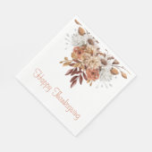 Rustic Autumn Terracotta Floral Thanksgiving Invi Servet (Hoek)