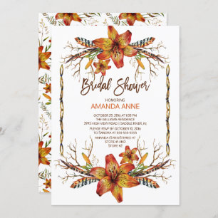 Rustic Autumn Tiger Lily Bridal Shower Kaart