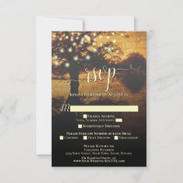 Rustic Autumn Tree met Lights Elegant Wedding RSVP Kaartje