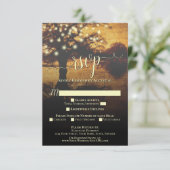 Rustic Autumn Tree met Lights Elegant Wedding RSVP Kaartje (Staand voorkant)