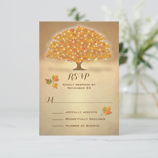 Rustic Autumn Tree RSVP met dubbellichten (Staand voorkant)