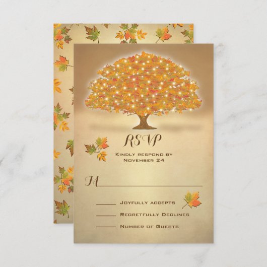 Rustic Autumn Tree RSVP met dubbellichten (Voorkant / Achterkant)