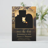 Rustic Autumn Tree with Lights Photo Wedding Save The Date (Staand voorkant)