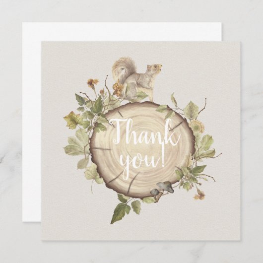 Rustic Autumn Tree Wood Slice Bedankkaart (Voorkant / Achterkant)