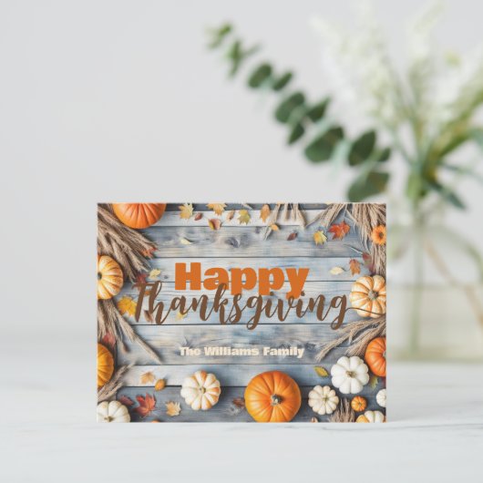 Rustic Autumn Vibes Thanksgiving Briefkaart (Staand voorkant)