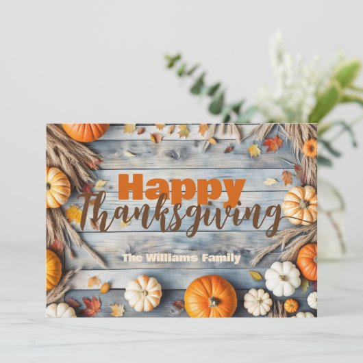 Rustic Autumn Vibes Thanksgiving Feestdagenkaart (Staand voorkant)