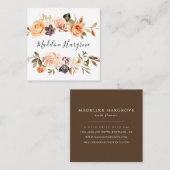 Rustic Autumn Waterverf Floral Vierkante Visitekaartje (Voorkant / Achterkant)