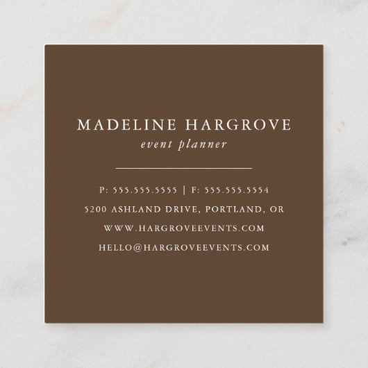 Rustic Autumn Waterverf Floral Vierkante Visitekaartje (Achterkant)