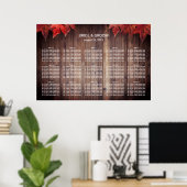 Rustic Autumn Wedding 15 Tables Seating Chart Poster (Thuiskantoor)