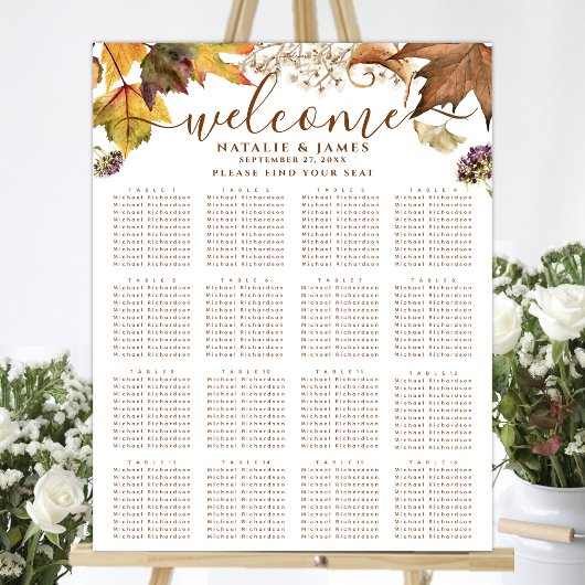 Rustic Autumn Wedding 16-Poster voor tafelzitplaat Poster