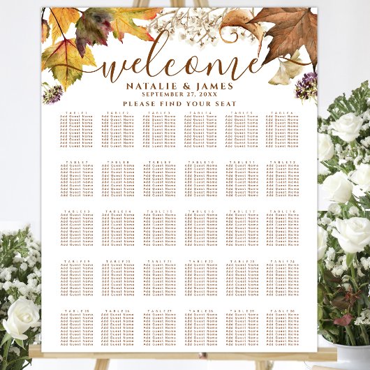 Rustic Autumn Wedding 30-tafelzitjes Poster