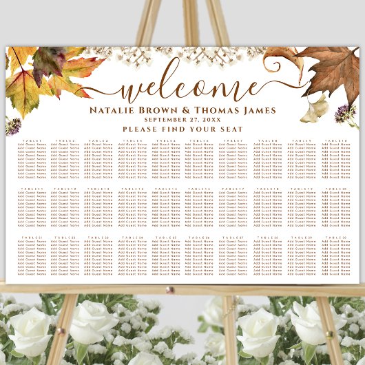 Rustic Autumn Wedding 30-tafelzitjes Poster