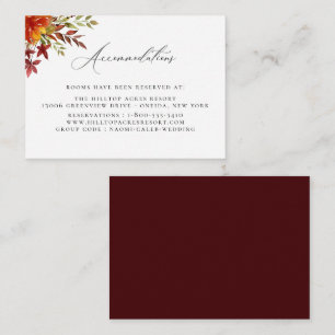 Rustic Autumn Wedding Accommodations Informatiekaartje
