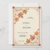 Rustic Autumn Wedding Invitation Template Kaart (Voorkant)