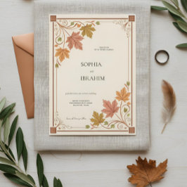 Rustic Autumn Wedding Invitation Template Kaart
