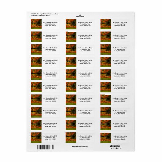 Rustic Autumn Wedding Love Return Address Etiket (Full Sheet)