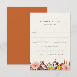 Rustic Autumn Wedding RSVP met Kaart voor maaltijd