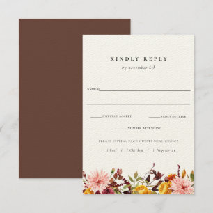 Rustic Autumn Wedding RSVP met Kaart voor maaltijd