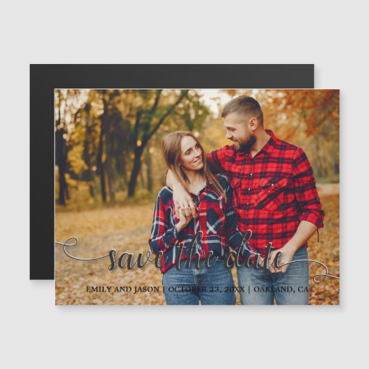 Rustic Autumn Wedding Save the Date Photo Magnetische Uitnodiging (Voorkant / Achterkant)