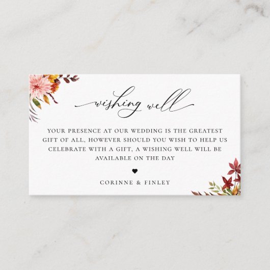 Rustic Autumn Wedding Well Wishing Informatiekaartje (Voorkant)