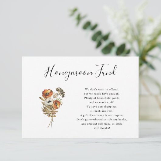 Rustic Autumn Wildflower Honeymoon Kaart (Staand voorkant)