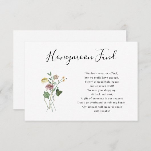 Rustic Autumn Wildflower Honeymoon Kaart (Voorkant / Achterkant)