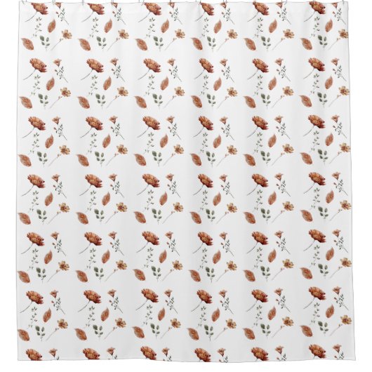 Rustic Autumn Wildflower Waterverf Douchegordijn (Voorkant)
