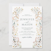 Rustic Autumn Wildflower Wreath Wedding Invitation Kaart (Voorkant)