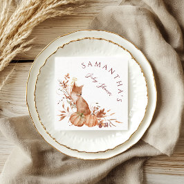 Rustic Autumn Woodland Fox Pumpkin Party Servet