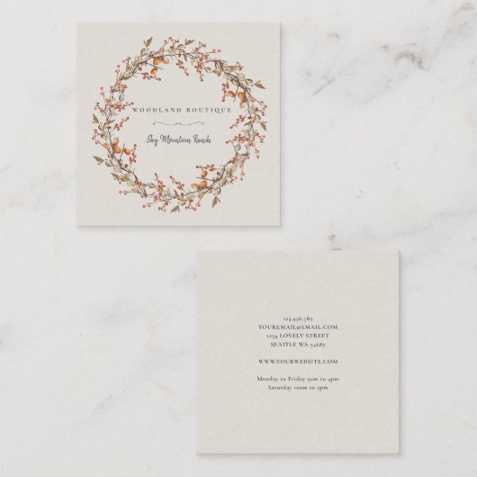 Rustic Autumn Woodland Wreath Visitekaartjes (Voorkant / Achterkant)