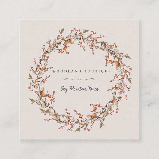 Rustic Autumn Woodland Wreath Visitekaartjes (Voorkant)