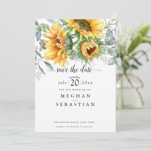Rustic Autumn - Zonnebloemen Save The Date (Staand voorkant)