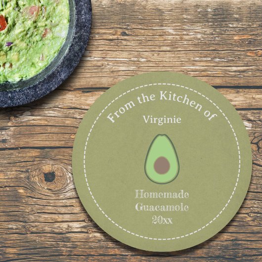 Rustic Avocado & Guacamole Label Sticker
