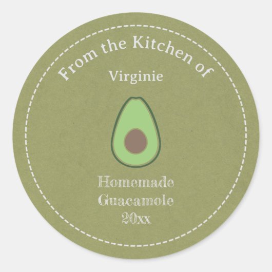 Rustic Avocado & Guacamole Label Sticker (Voorkant)