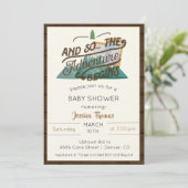 Rustic Avontuur Begint Jongens Baby Shower Uitnodi Kaart (Staand voorkant)