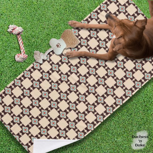 Rustic Aztec Cross Boho Pattern Pet Towel Badhanddoek